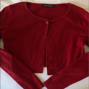 Red cropped cardigan